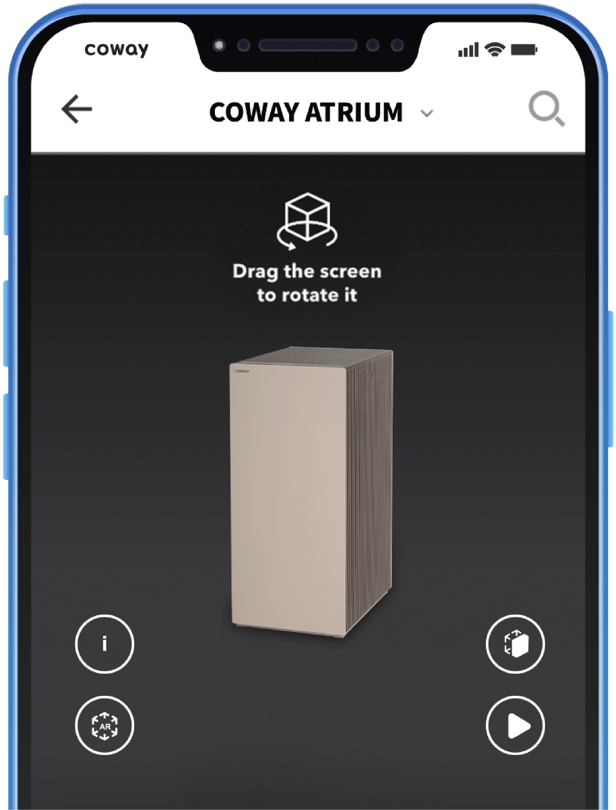 A Screenshot Of The Coway AR App On A Mobile Phone - Coway Storm II